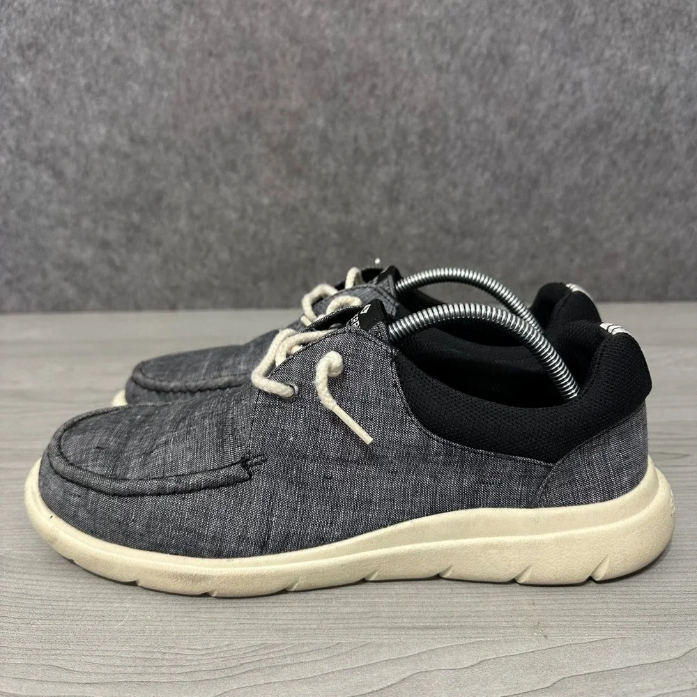Sperry Captain's Moc Mens 10 Black Chambray Boat Shoes‎ Slip On Loafers